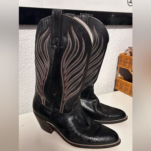 Frye Other - FRYE Black Western Cowboy Boots – Made in USA – Size 11D